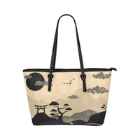 Japan Landscape Art PU Leather Carry On Tote Bag 17.5" x 11"