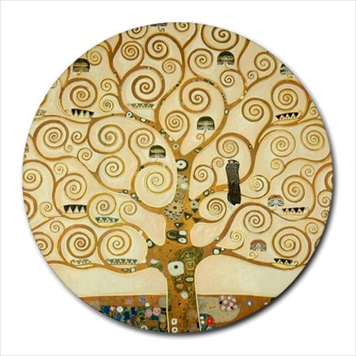 Tree Of Life Gustav Klimt Art Round Computer Mouse Pad Round Mouse Pad
