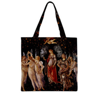 Three Graces Botticelli Art Canvas Grocery Shopping Book Tote Bag