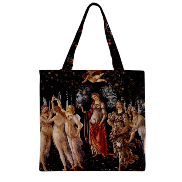 Three Graces Botticelli Art Canvas Grocery Shopping Book Tote Bag