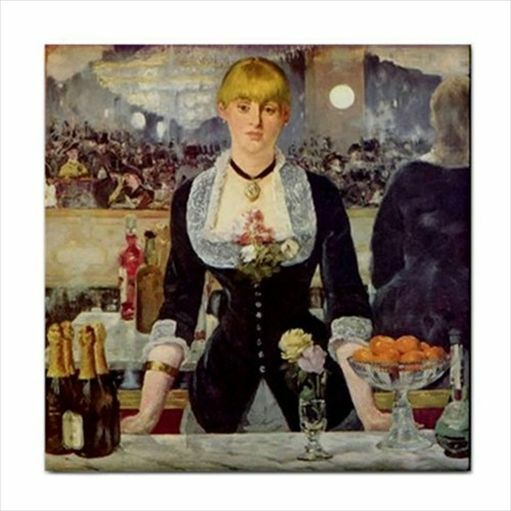 A Bar At The Folies Bergere Edouard Manet Art Ceramic Tile