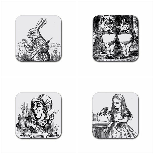 Alice In Wonderland Art Drink Coasters Rubber Beverage Anti Slip Variety Set A