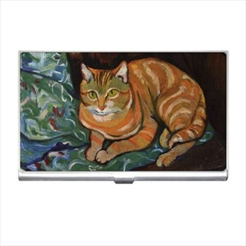 Bouquet And A Cat Tabby Kitty Feline Suzanne Valadon Art Business Card Holder Case