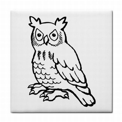 Horned Owl Decorative Coaster Ceramic Tile Art