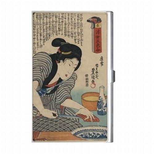 Japanese Woman Sake Cooking Japan Art Business Credit Card Holder