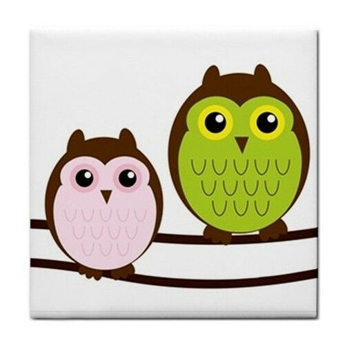 Owls Illustration Decorative Coaster Ceramic Tile Art