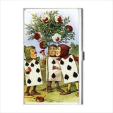 Alice In Wonderland Painting Roses Red Business Credit Card Case Holder 