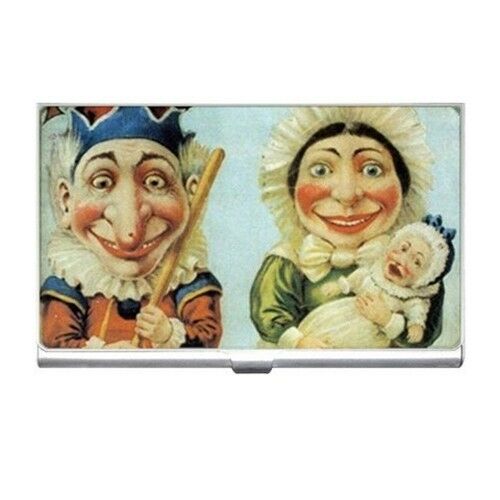 Punch and Judy Vintage Puppet Art Business Credit Card Holder Case