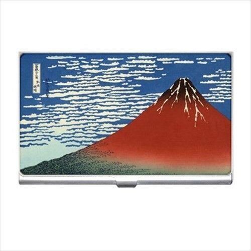 Red Mount Fuji Japanese Art Business Bank Credit Card Holder