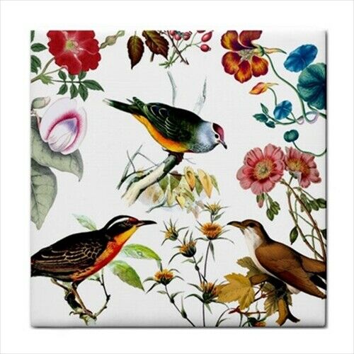 Song Birds Floral Flower Art Ceramic Tile