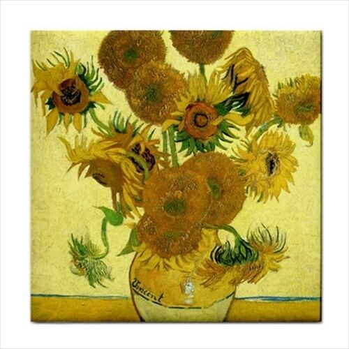 Still Life Vase With Fifteen Sunflowers Van Gogh Art Decorative Ceramic Tile