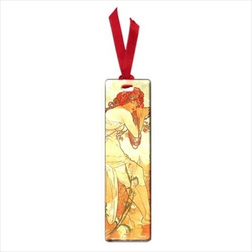 Summer Woman Seasons Alphonse Mucha Art Nouveau Enamel Metal Small Bookmark