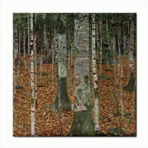 The Birch Woods Forest Gustav Klimt Art Ceramic Tile