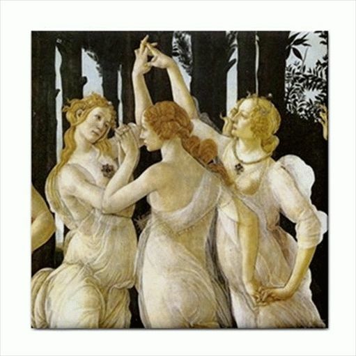 The Three Graces Sandro Botticelli Art Detail Ceramic Tile