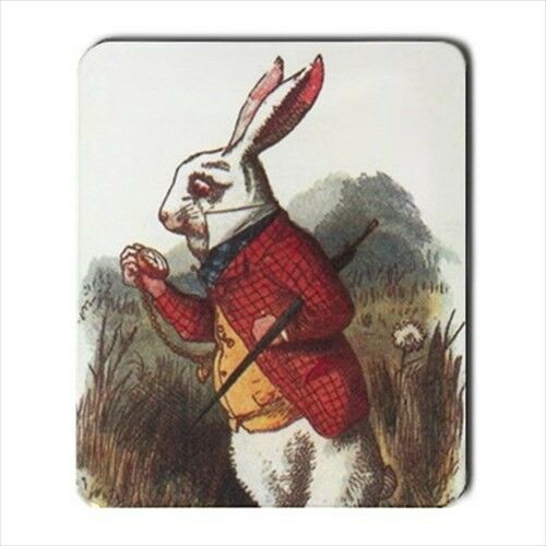 White Rabbit I'm Late Alice In Wonderland Color Art Computer Mouse Pad Mat