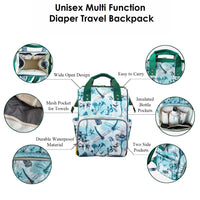 Diaper Bag Backpack Black Gray Floral Pattern