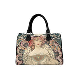 Reverie Boston Handbag Canvas PU Leather Alphonse Mucha Art Nouveau