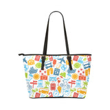 Travel Vacation Icons PU Leather Carry On Tote Bag 17.5" x 11"