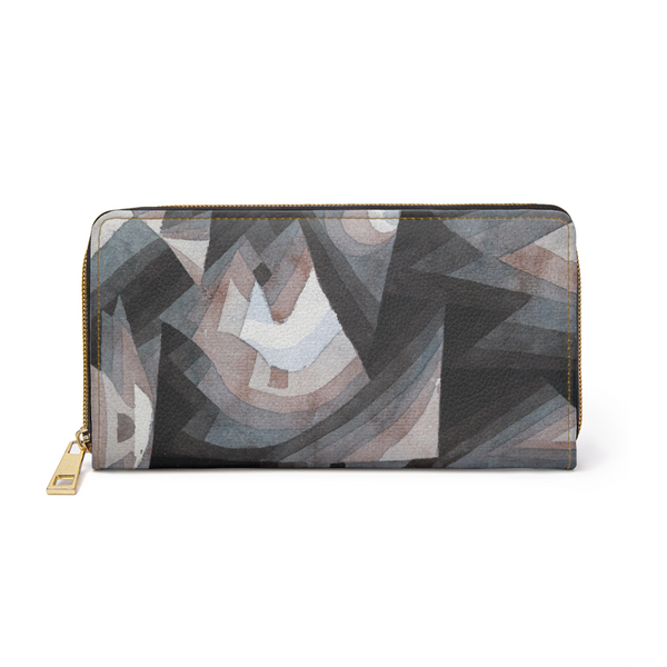 Paul Klee Abstract Art Gray Zipper Wallet Faux Leather
