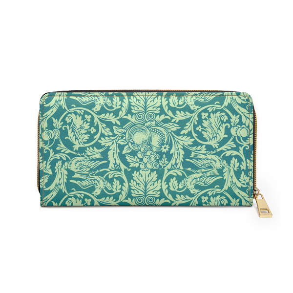 William Morris Floral Pattern Zipper Wallet Faux Leather