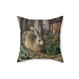 Hare in The Forest Decorative Faux Suede Throw Pillow 16x16 Inches