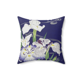 Irises Japanese Art Decorative Faux Suede Throw Pillow 16x16 Inches