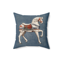 Carousel Horse Decorative Faux Suede Throw Pillow 16x16 Inches