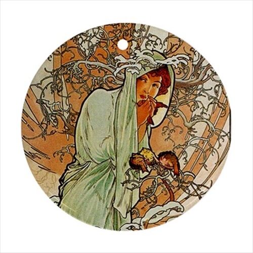 Seasons Alphonse Mucha Art Nouveau Home Decor Set Of 4 Ceramic Ornaments Ornament