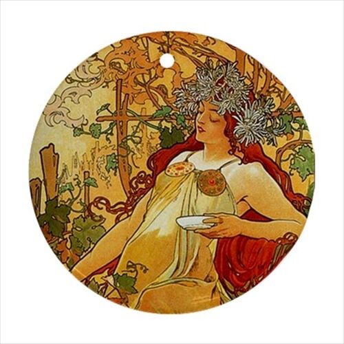 Seasons Alphonse Mucha Art Nouveau Home Decor Set Of 4 Ceramic Ornaments Ornament