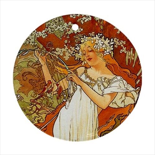 Seasons Alphonse Mucha Art Nouveau Home Decor Set Of 4 Ceramic Ornaments Ornament