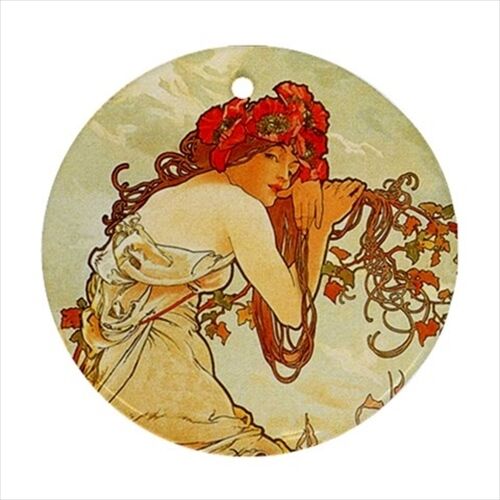 Seasons Alphonse Mucha Art Nouveau Home Decor Set Of 4 Ceramic Ornaments Ornament