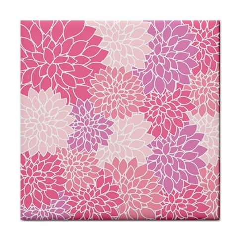 Pink Flower Petals Pattern Art Ceramic Tile