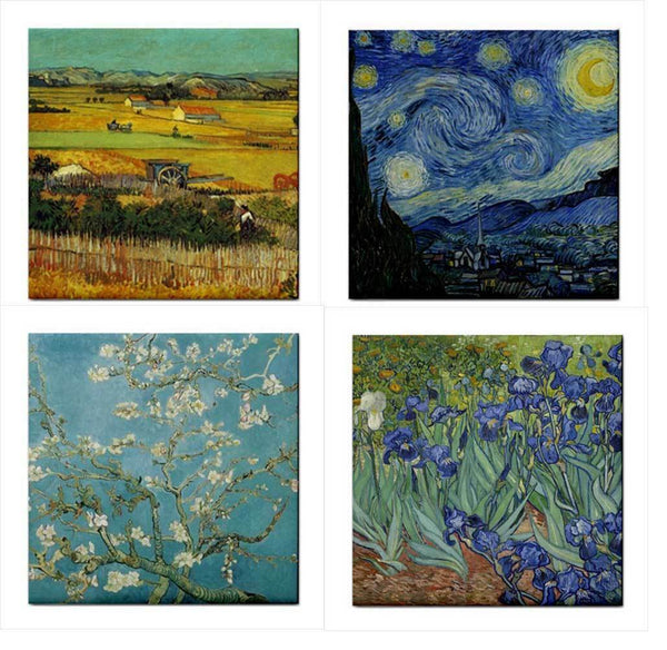 Vincent Van Gogh Ceramic Tile Set Of 4 Art Decorative Coaster Backsplash Tiles