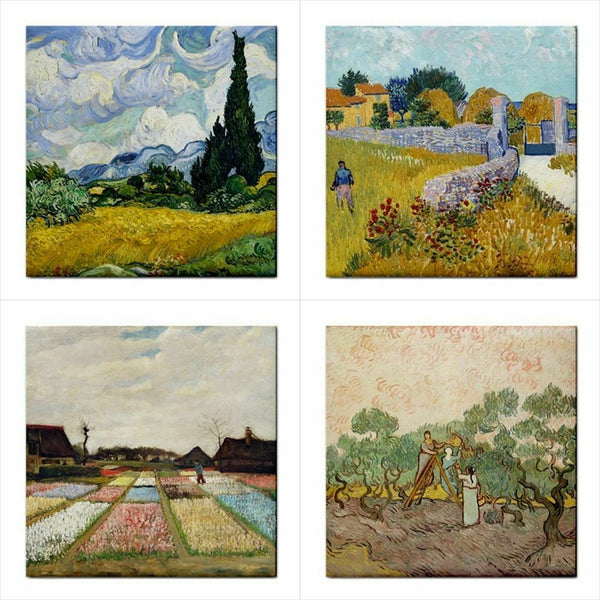 Landscapes Vincent Van Gogh Ceramic Tile Set 4 Art Home Decor Backsplash Tiles