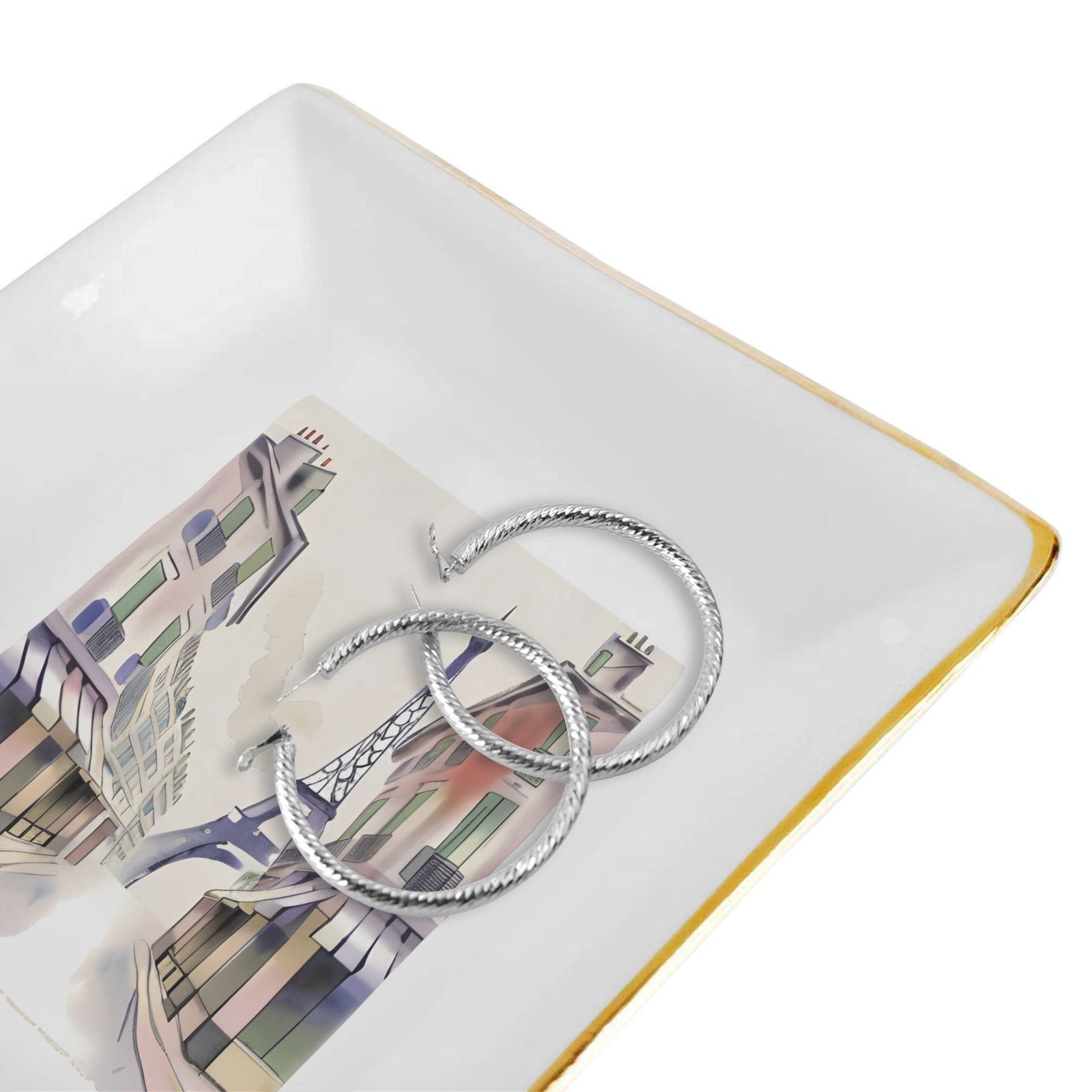 Paris France Street Art Ceramic Jewelry Tray Art Ceramic Tray France Jewelry Tray Paris