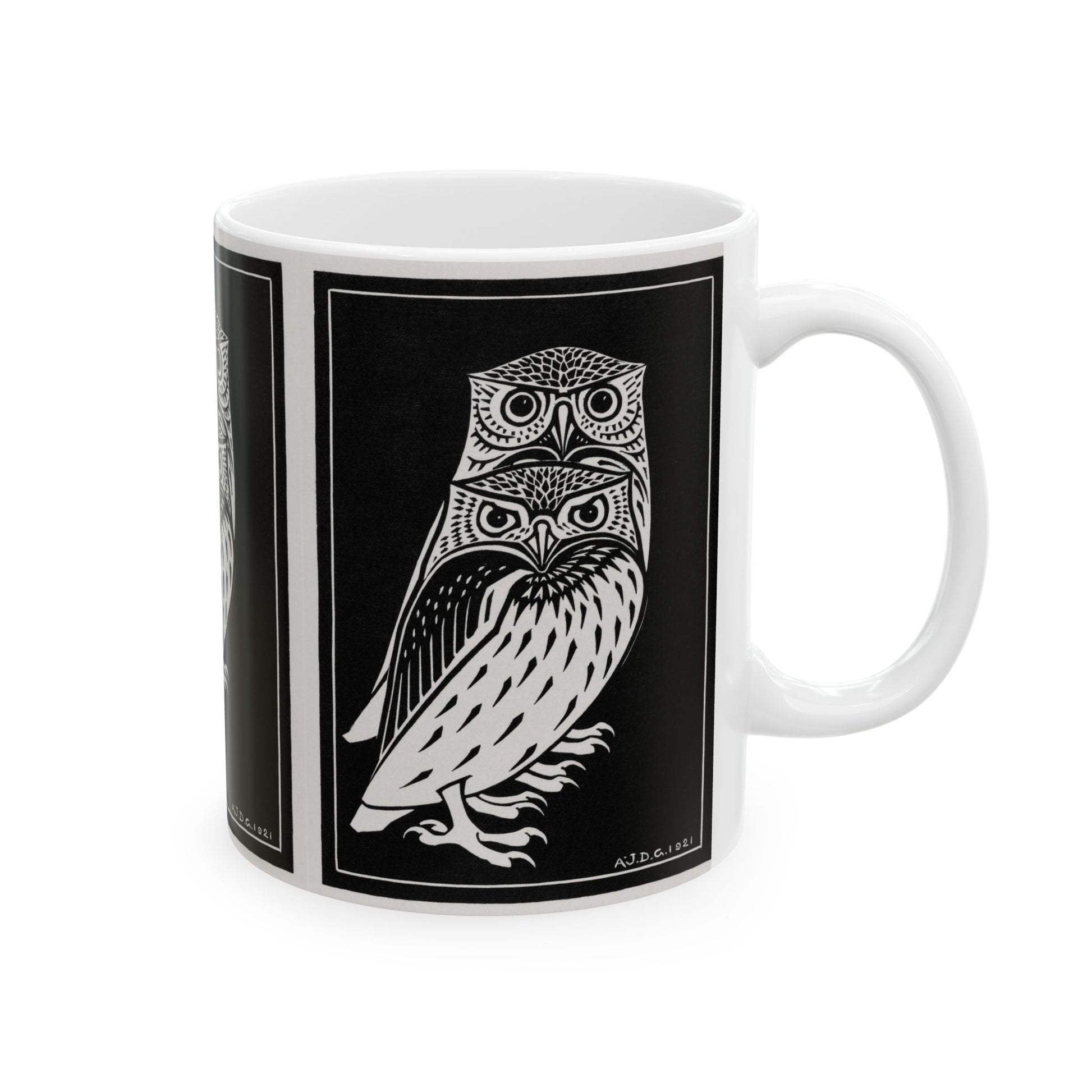 Two Owls Art Nouveau Ceramic Mug 11oz Mug