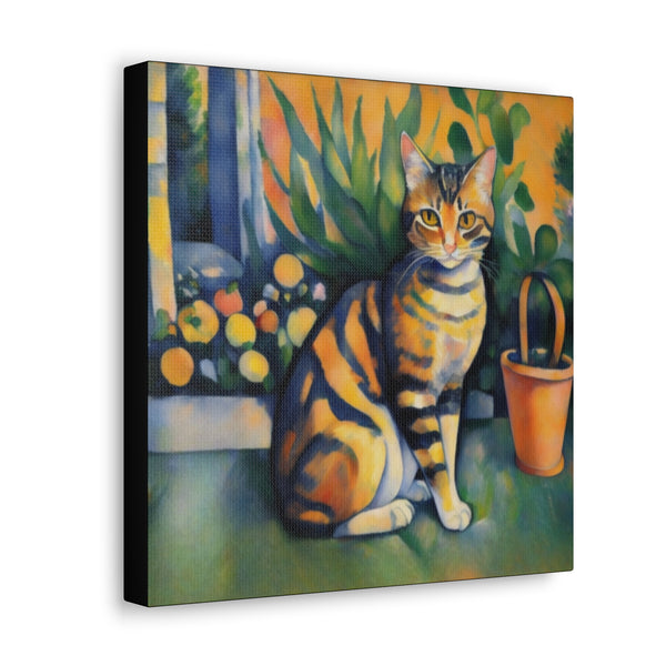 Tabby Cat Art Print Canvas Gallery Wrap 12x12 Inch 12″ x 12″ 1.25"