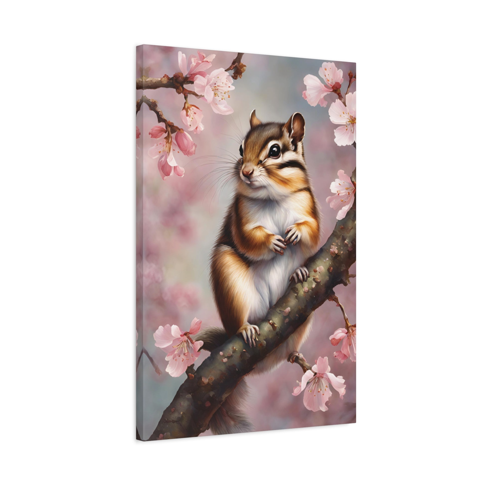 Chipmunk and Cherry Blossoms Art Canvas Print Wall Decor 20x30 Inch Ready To Hang Canvas 20″ x 30″ (Vertical) 1.25"