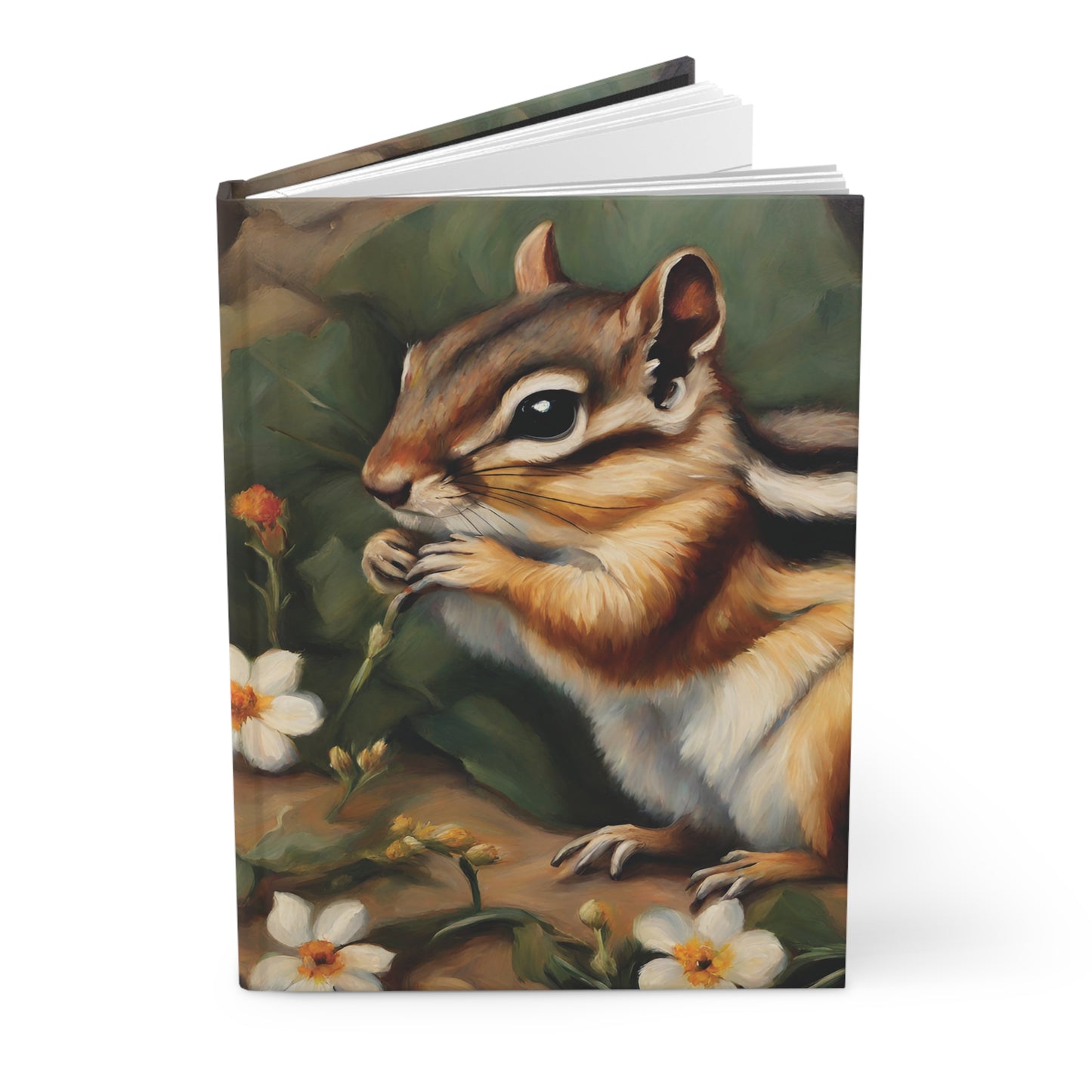 Chipmunk Flower Art Hardcover Journal Notebook Matte 75 Sheets 5.75x8 inches Paper products Journal