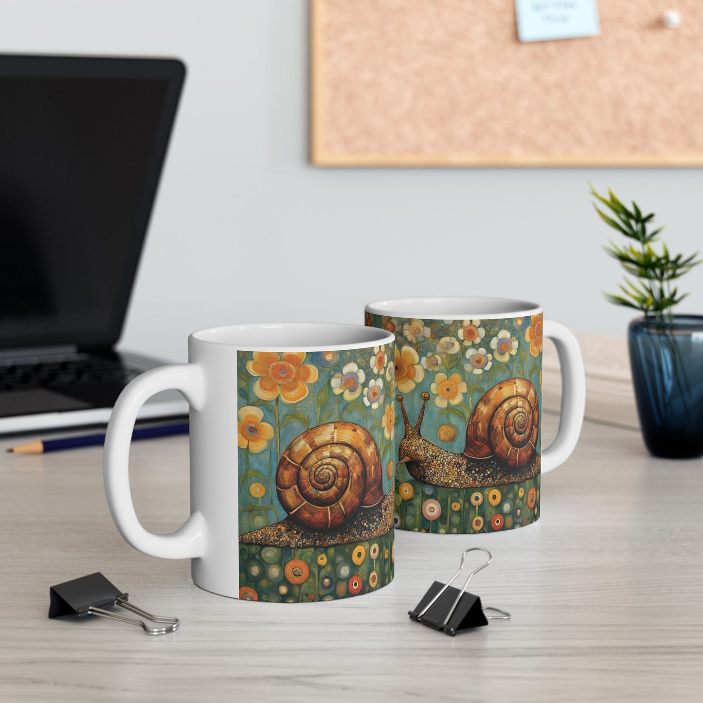 Snail Coffee Mug 11oz Art Nouveau Ceramic Cup Mug