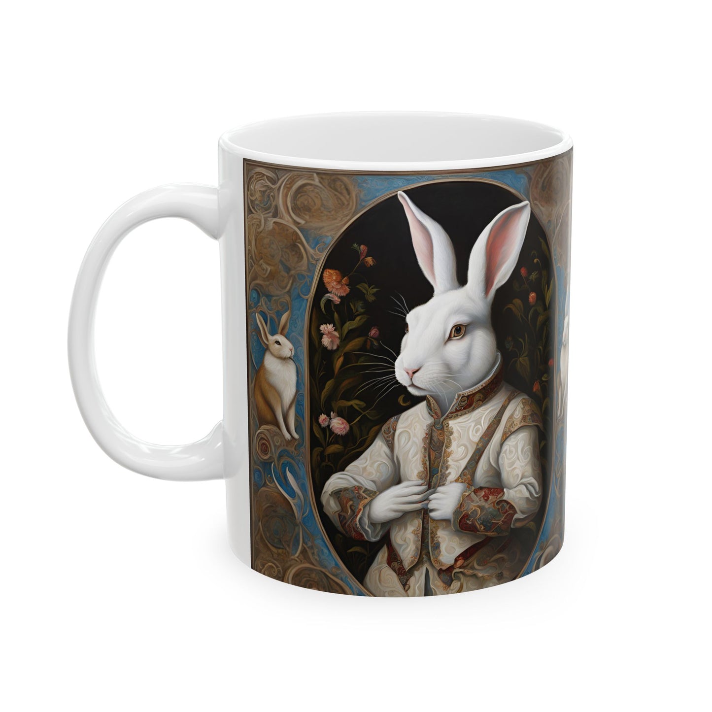 Regal Rabbit Coffee Mug Cup 11oz Fantasy Animal Art Ceramic Mug