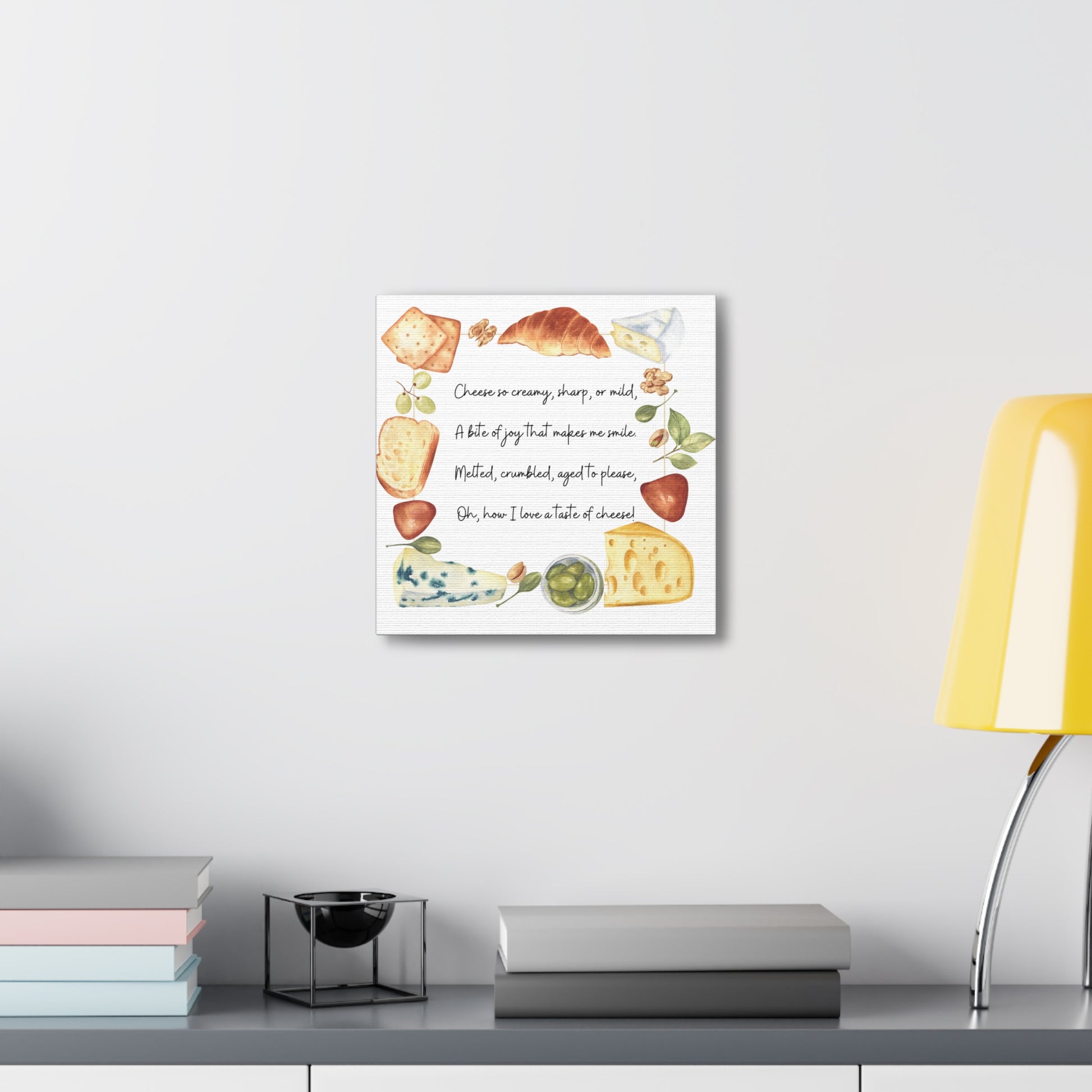 Cheese Poem 12x12 inch Canvas Print Kitchen Wall Art Canvas