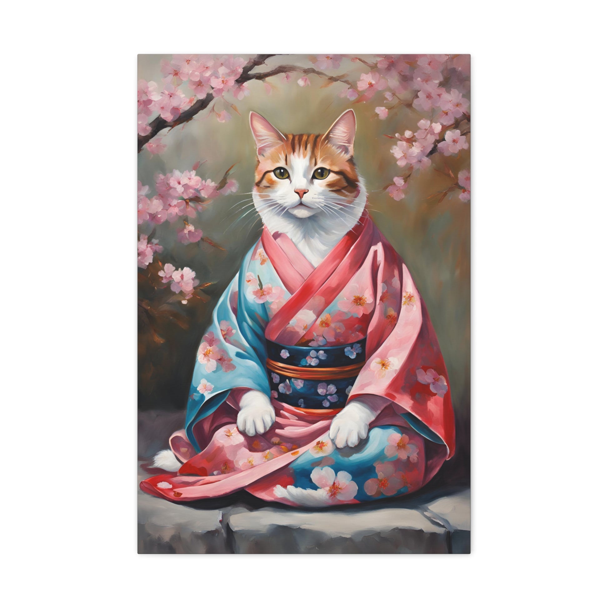 Geisha Cat In Kimono 20x30 Inch Canvas Wall Art Gallery Wrap Canvas