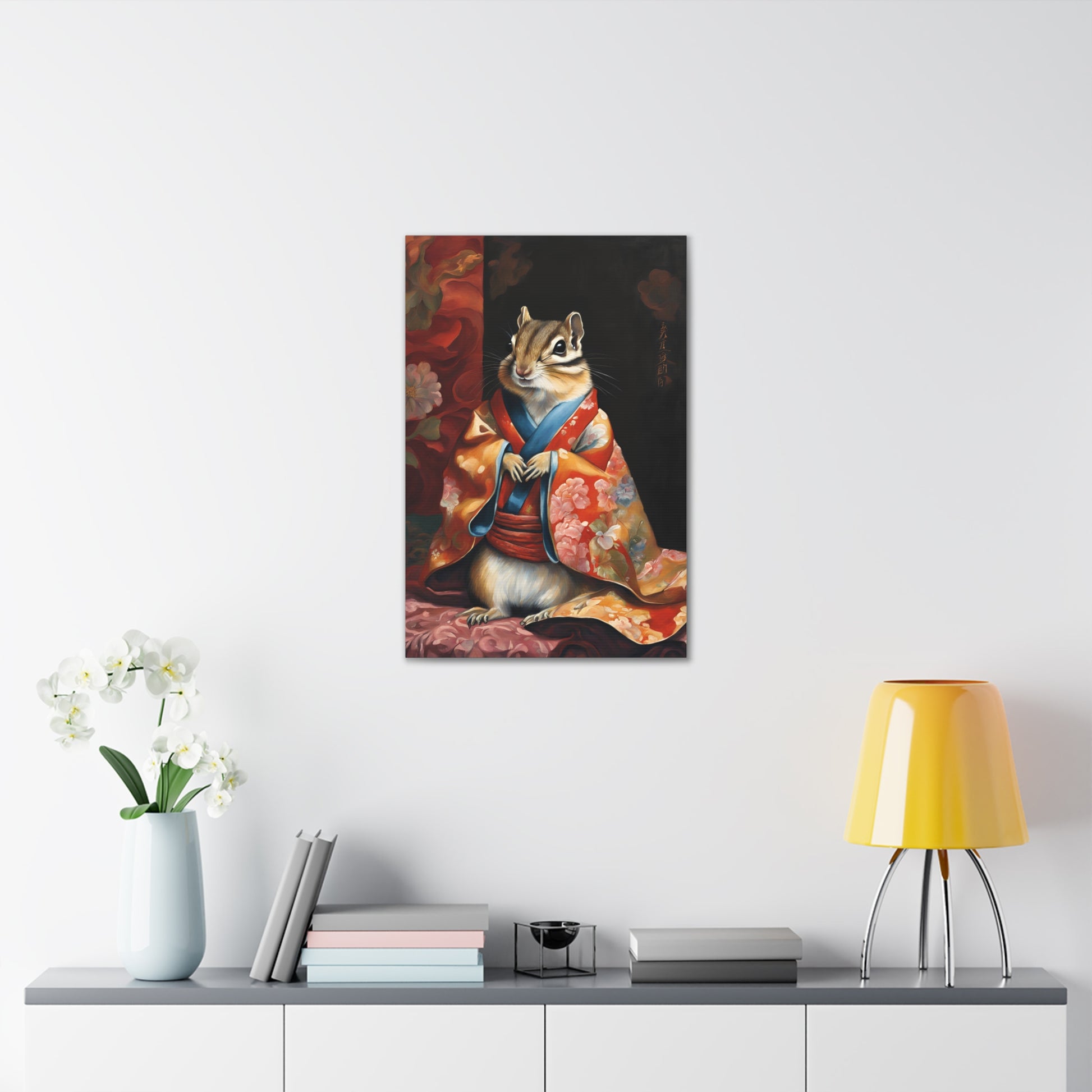 Chipmunk In Kimono Japan Kitsch Art 20x30 Inch Canvas Wall Gallery Wrap Canvas