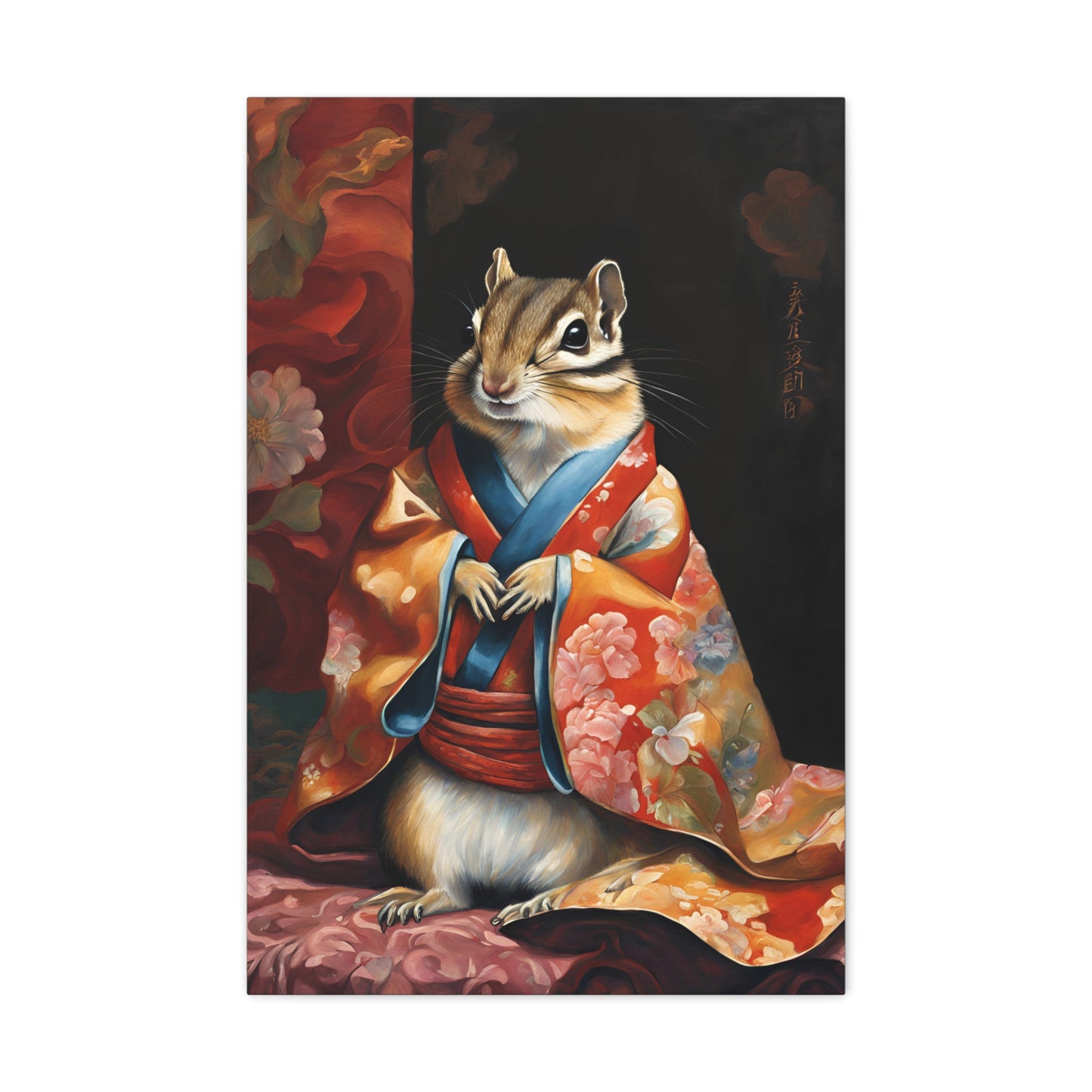 Chipmunk In Kimono Japan Kitsch Art 20x30 Inch Canvas Wall Gallery Wrap Canvas