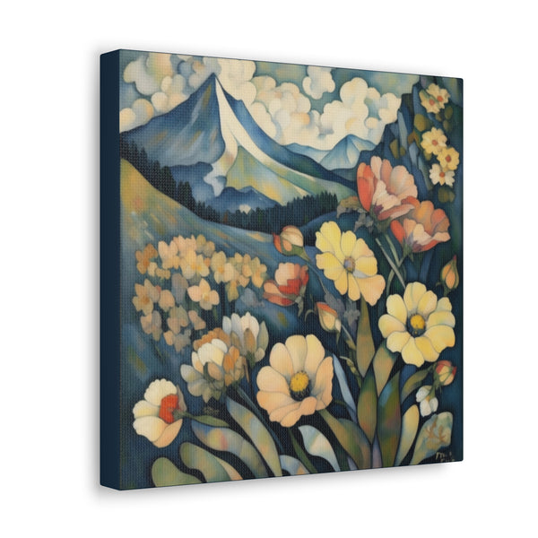 Mountain Wildflowers Art Canvas Print Gallery Wrap 12x12 inch 12″ x 12″ 1.25"