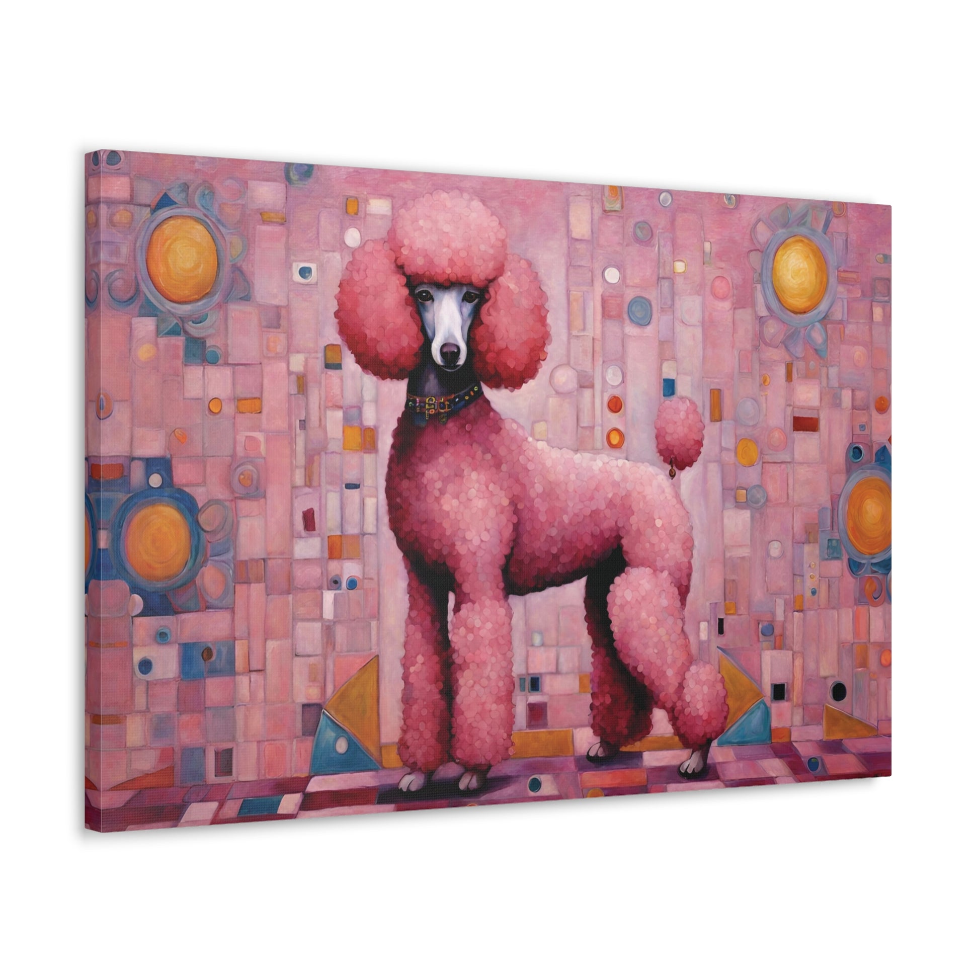 Pink Poodle Modern Art Canvas Print 30x20 Inch Canvas