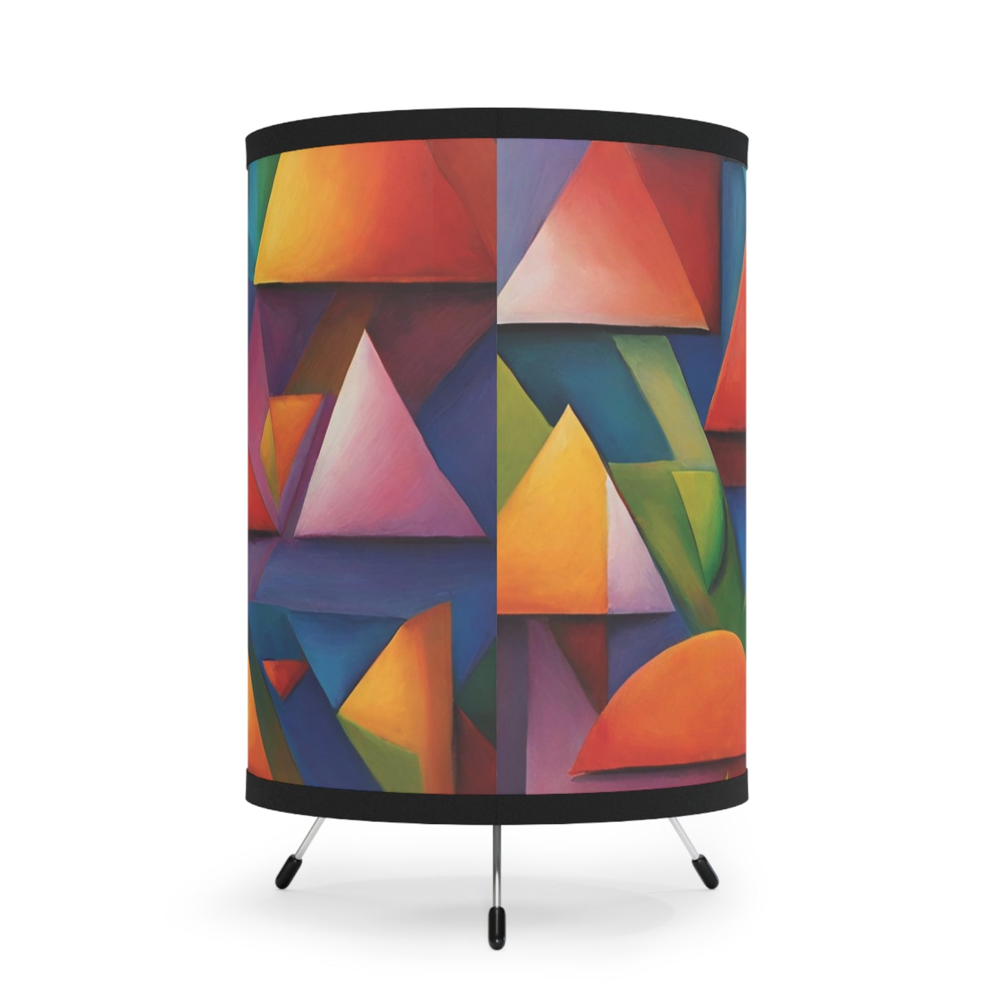 Abstract Triangles Art Tripod Table Lamp USCA Plug Home Decor