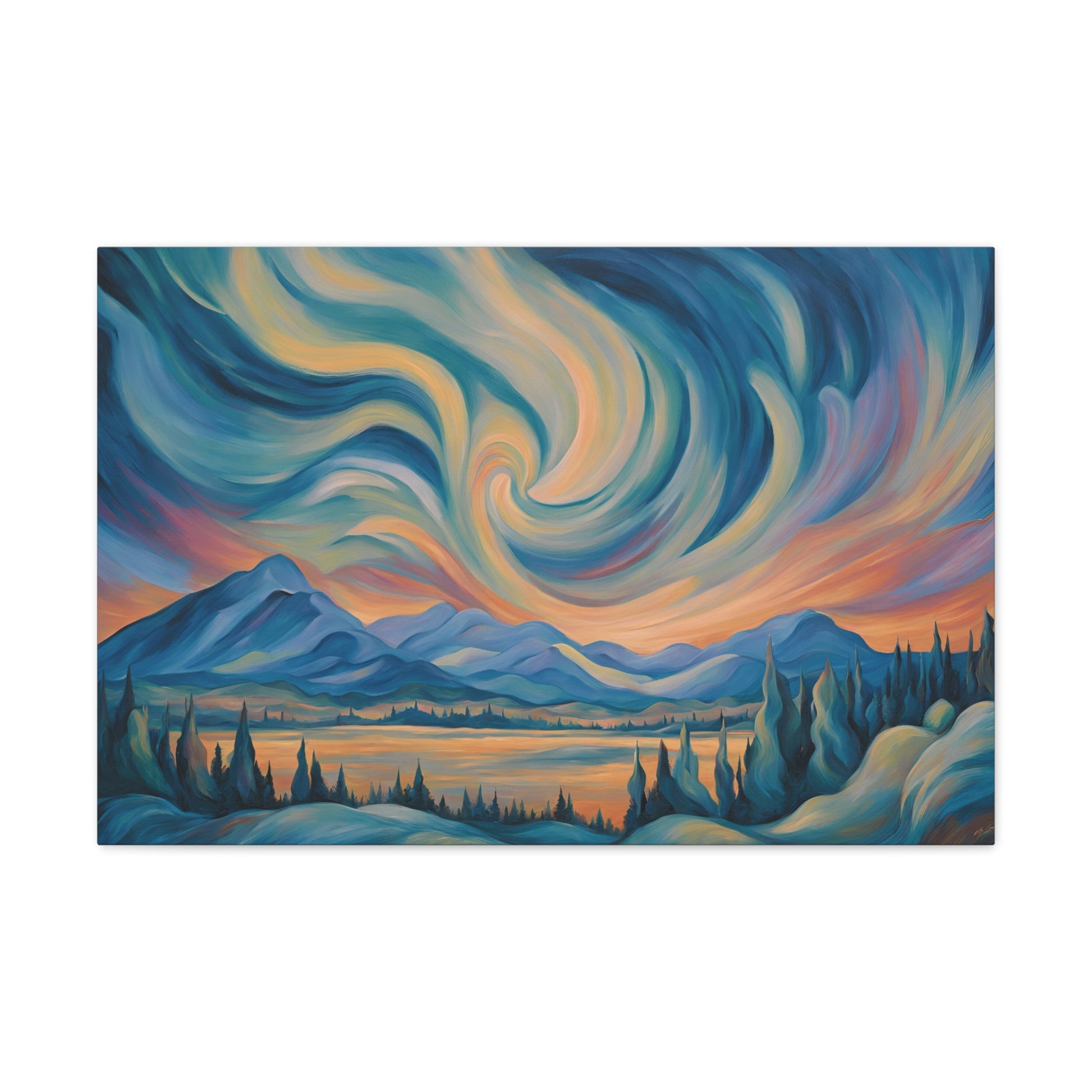 Northern Lights Landscape Canvas Gallery Wrap 30x20 Inch Wall Art Canvas