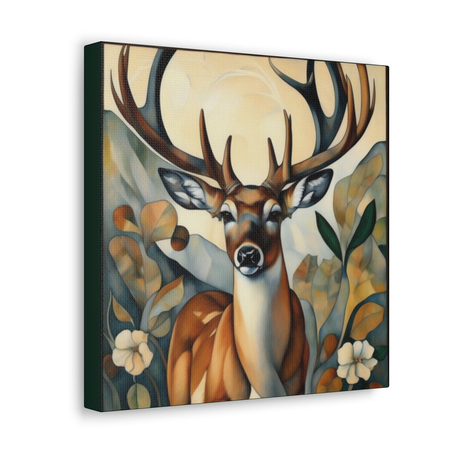 Deer Stag Art Nouveau Canvas Gallery Wrap Print 12x12 inch 12″ x 12″ 1.25"